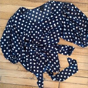 Vintage Carol Little Polka Dot Wrap Blouse – Size XL